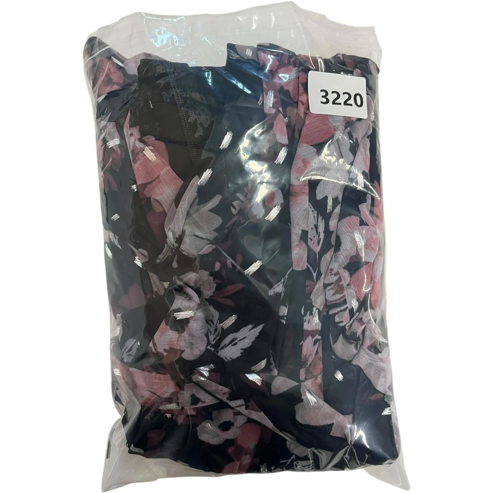 Eliza J Dress Womens 6 Black Pink Floral Maxi Wrap Chiffon Metallic Wimsigoth - Image 16