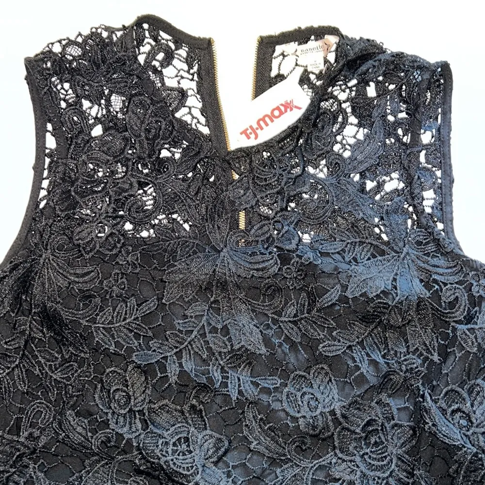 Nanett Lepore M black lace tank zipper back lined NWT high neck lined - Image 8