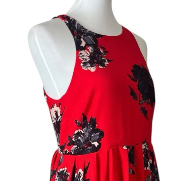 Free People Aline Mini Dress Pockets Halter Neck Red Black Floral Women’s Size 6 - Image 8