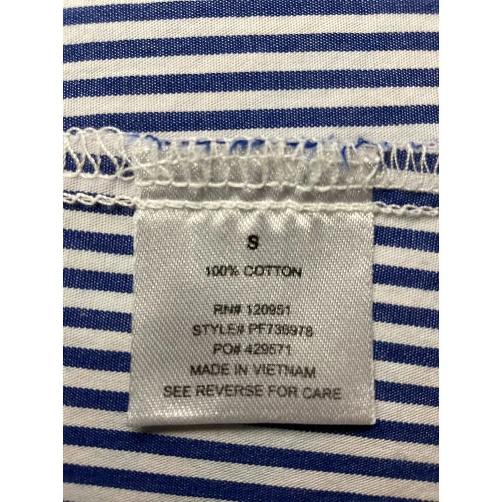 Macy's Pink Rose Womens Cold Shoulder Blouse Top S Blue White Stripe Career Work - Image 11