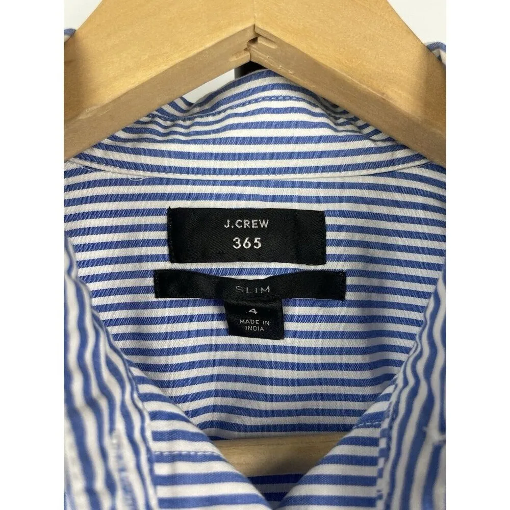 J. Crew Blue White 365 Slim Fit Button Up Collared Long Sleeve Top Size 4 - Image 4