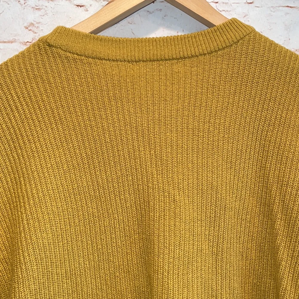 Madewell patch pocket pullover sweater mustard yellow small tight knit cotton S - Image 5