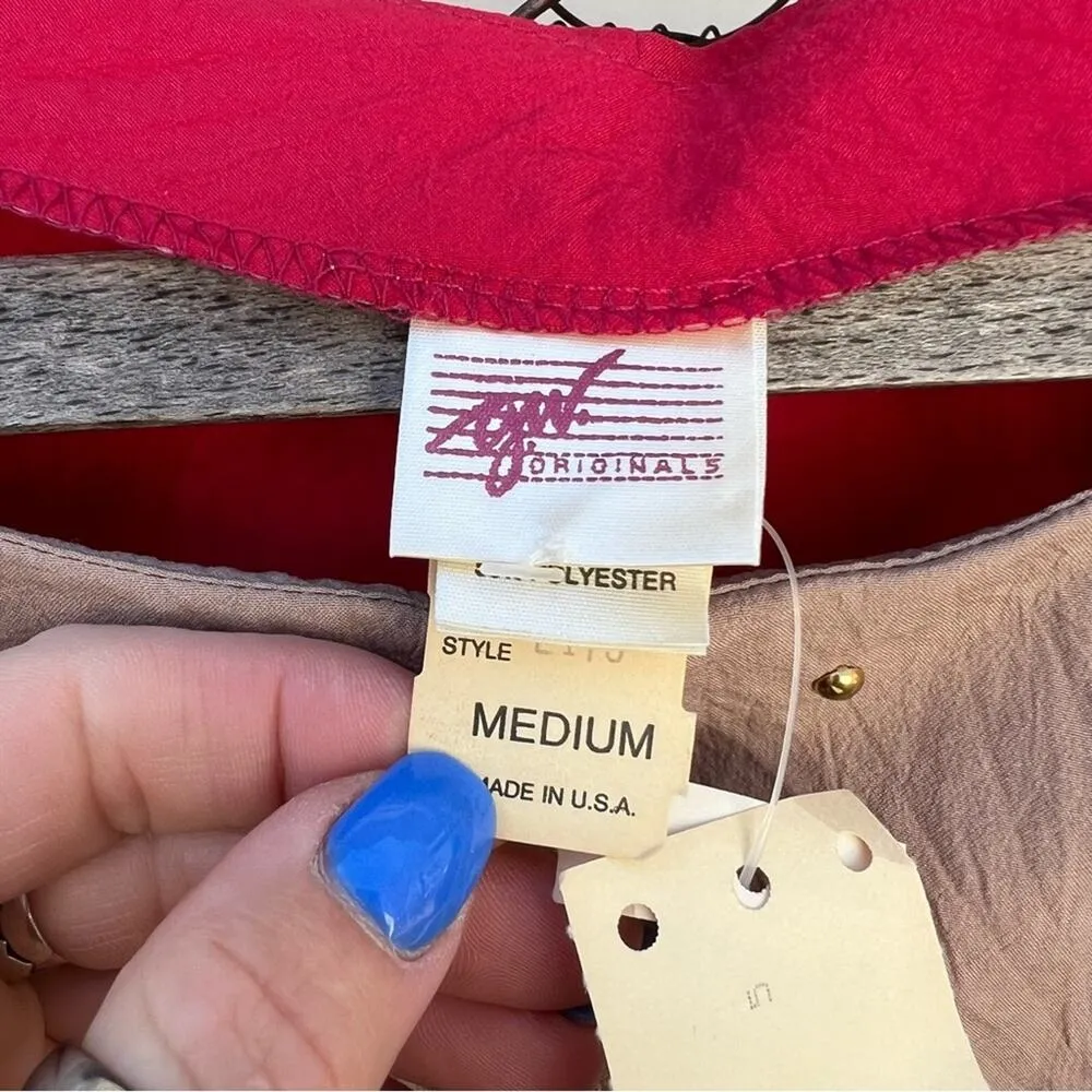 Vintage 80s Aztec southwestern colorblock embroidered windbreaker batwing blouse Red Size M - Image 5