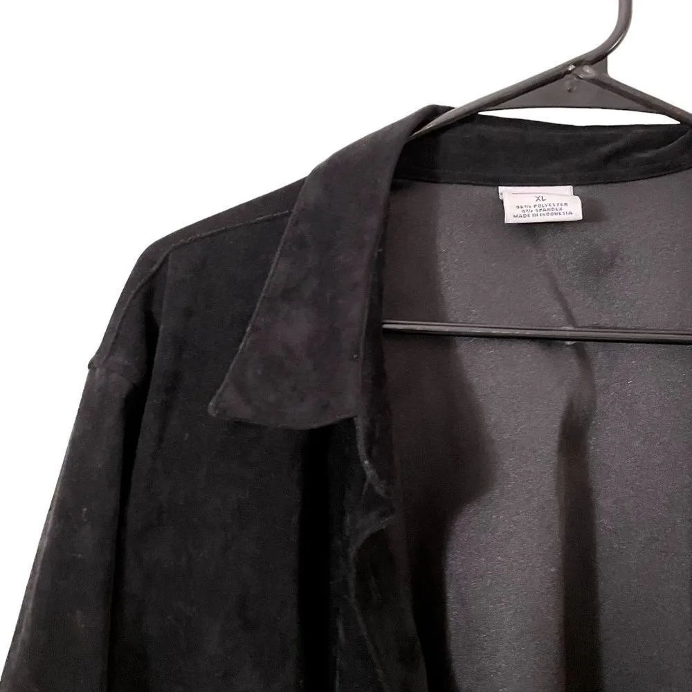 Westbound velvet style button down shirt jacket top classic simple basic deep - Image 2