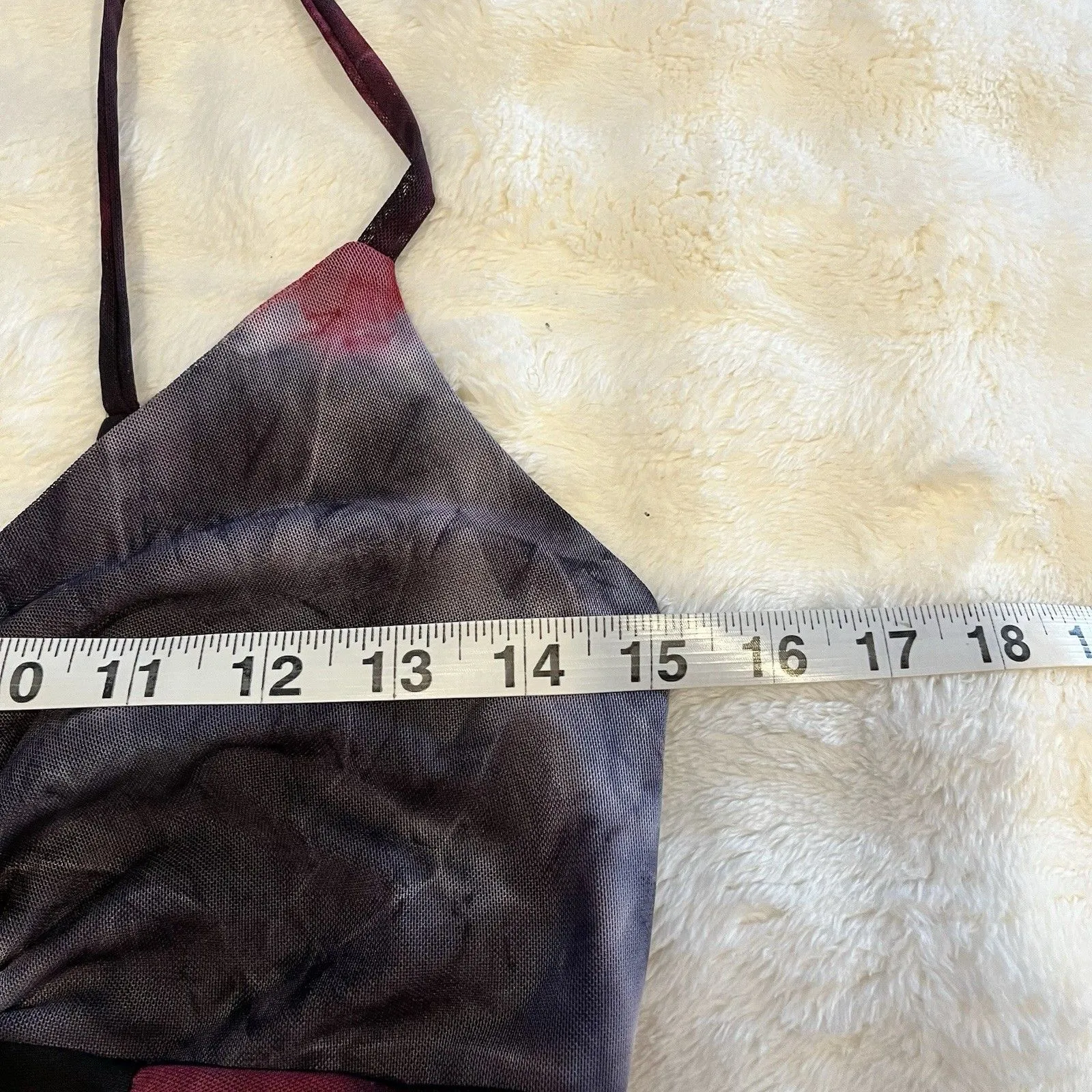 NWT Urban Outfitters Womens Top Size L Magenta Mesh Tie Front Sleeveless Cropped - Image 3