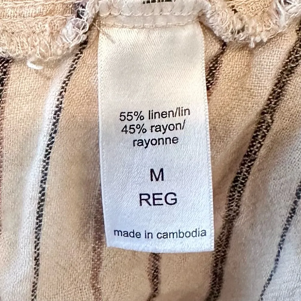 Maurices Tan and Cream Striped Wide Leg Linen Pants - Medium - Image 3