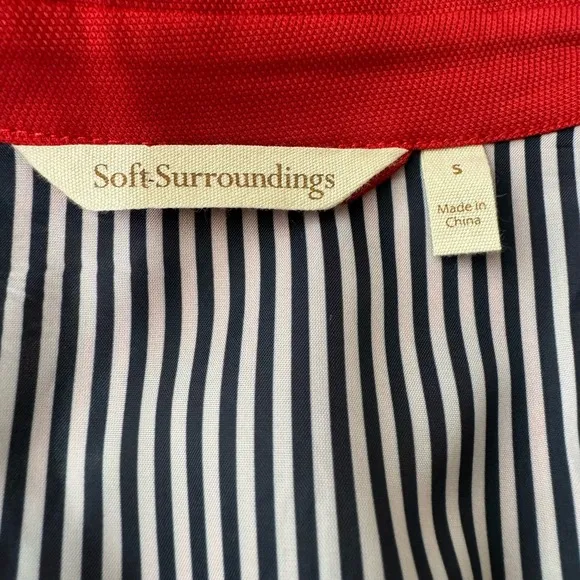 Soft Surroundings Red Blue Stripe Cuff Nautical Military Topper Jacket Size S - Image 6