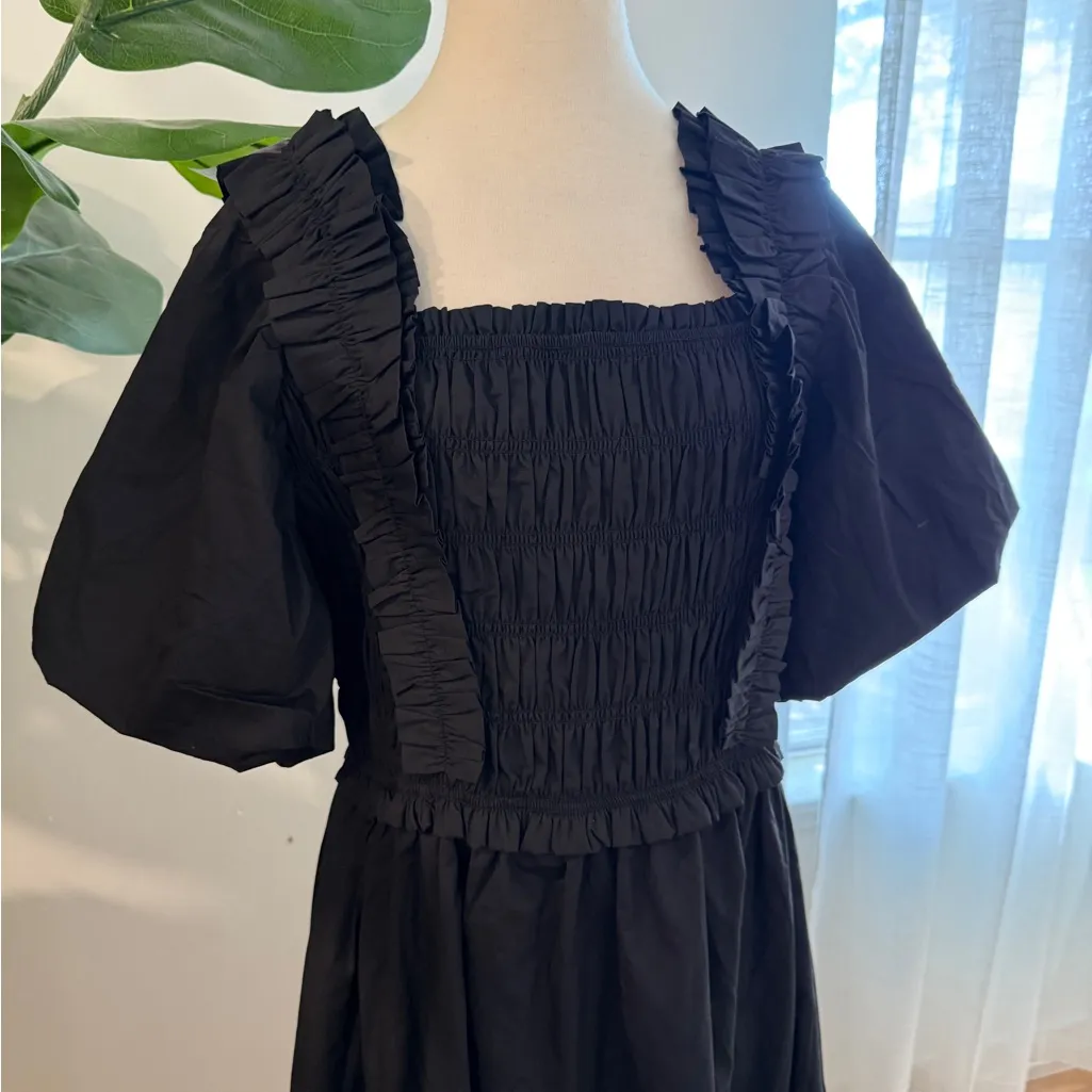 English Factory || PUFF SHORT SLEEVE SQUARE NECK MIDI DRESS - Image 3