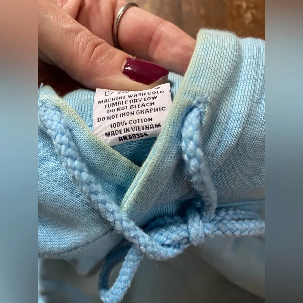 Odd Future Women’s Sky Blue Cropped Hoodie Size MD DISCOLORATION - Image 6