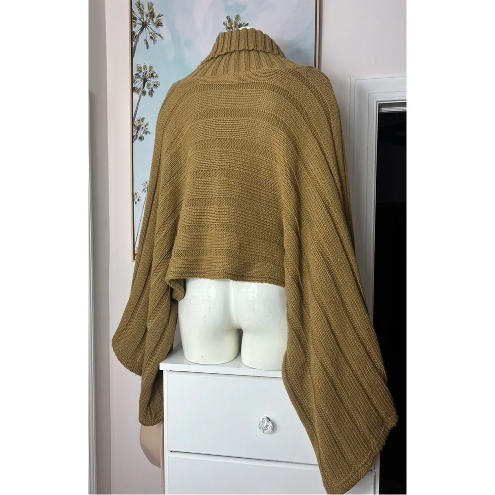 Concert Olive Brown Turtleneck Chunky Knit Wide Sleeve Sweater One Size Size undefined - Image 6