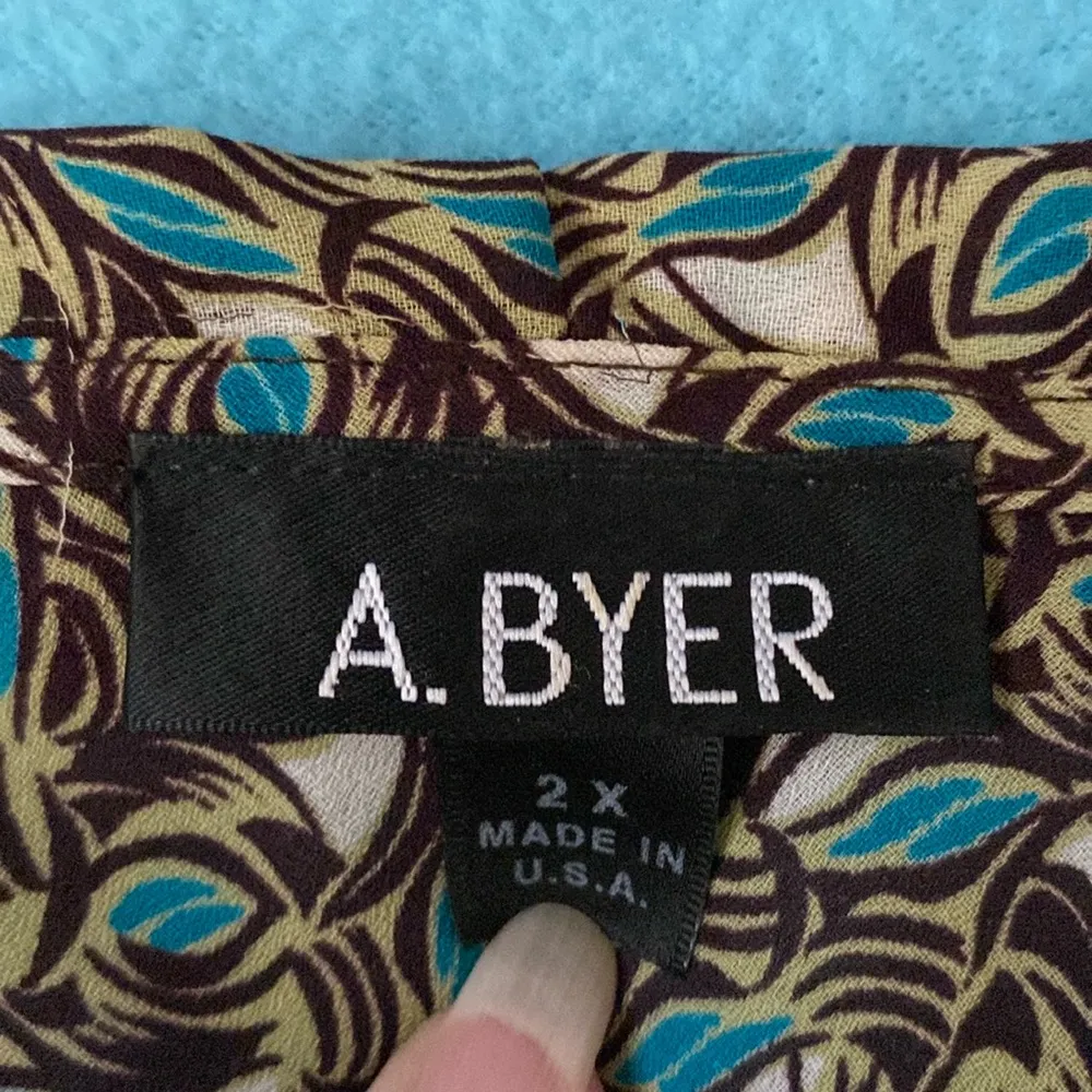 A. BYER v-neck sailor tie semi-sheer cap sleeve tunic made in U.S.A. size 2X - Image 8