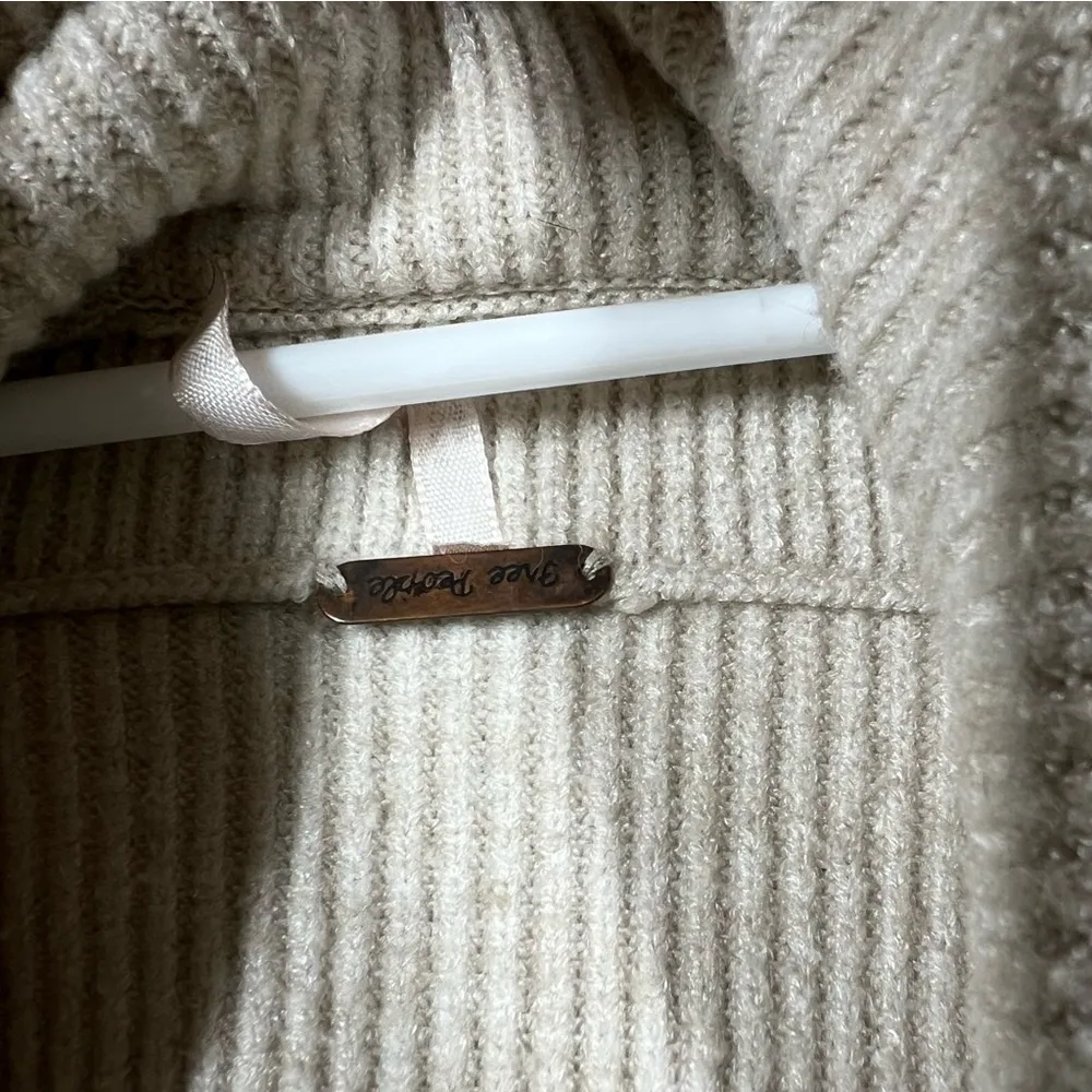 Free People Cream‎ Ribbed Softly Structured Tunic Sweater - Image 3