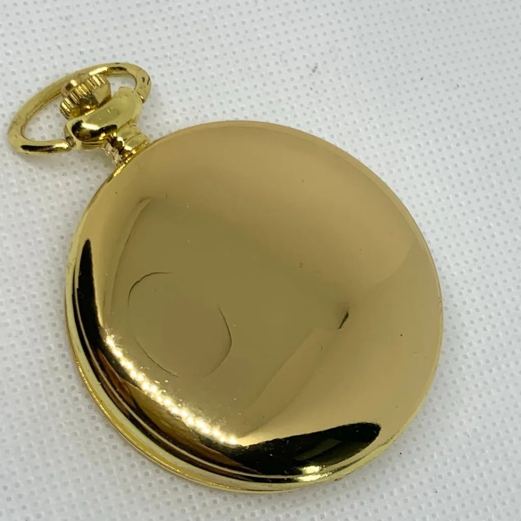 Gold Tone Pocket Watch Quartz analog red dial 46mm running - Image 3