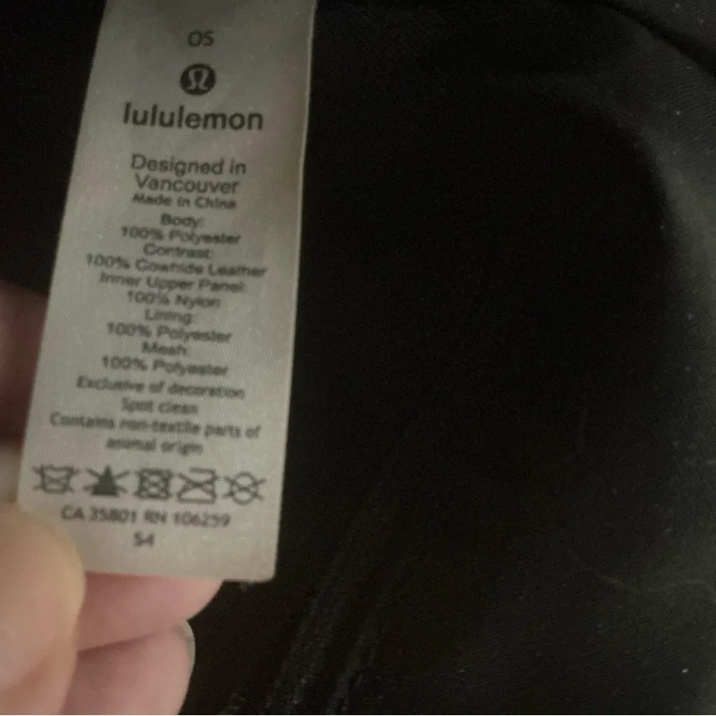 Lululemon tote handbag now and always tote black cowhide leather trim canvas - Image 12