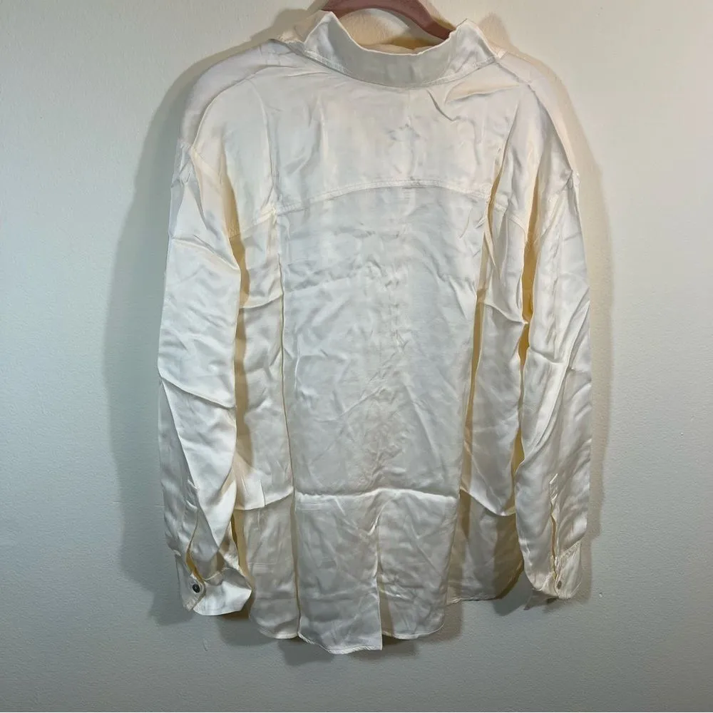 DONNI. Silky Button Down in Cream Creme XS NWT - Image 10