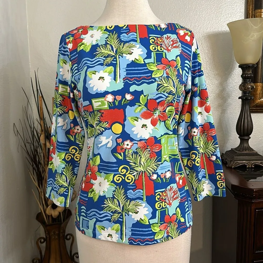 J. McLaughlin Catalina‎ Cloth Wavesong Tee Shirt Multicolor Size Small - Image 2