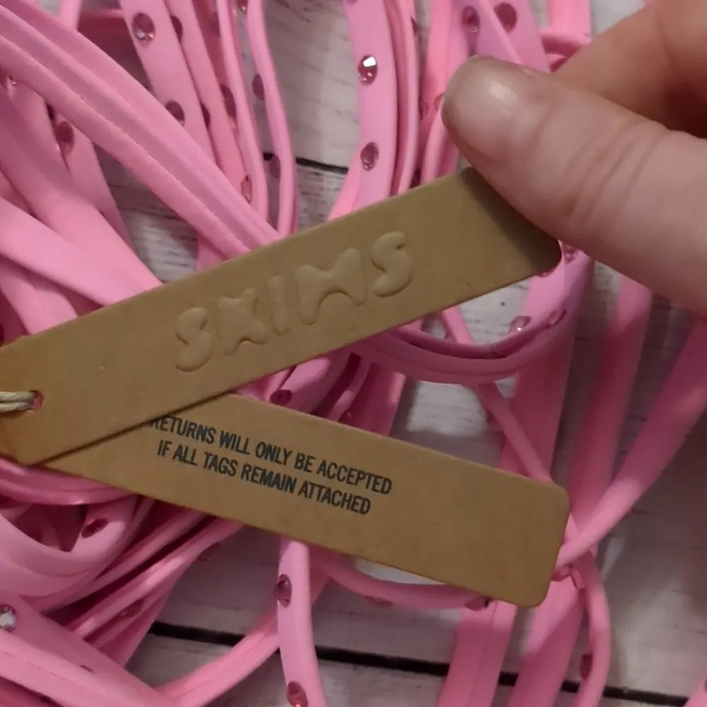 Skims swims limited edition light pink rhinestone swim strappy skirt size XXS - Image 8