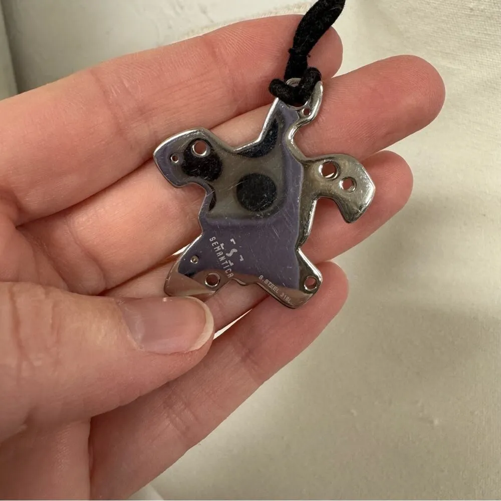 Semantics Steel Turtle Charm Necklace Black Silver - Image 6