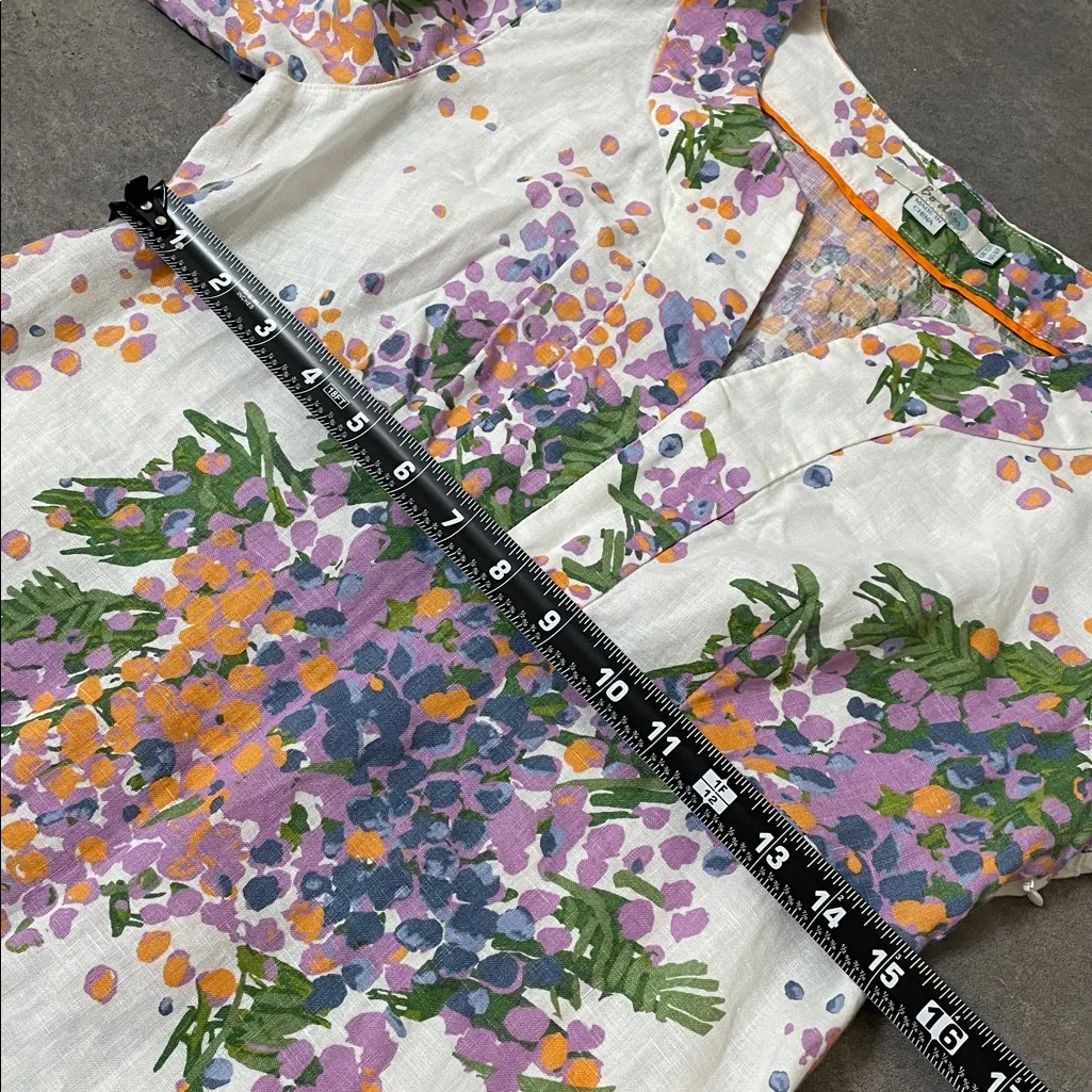 Boden Floral Linen Dress size 6 White - Image 7