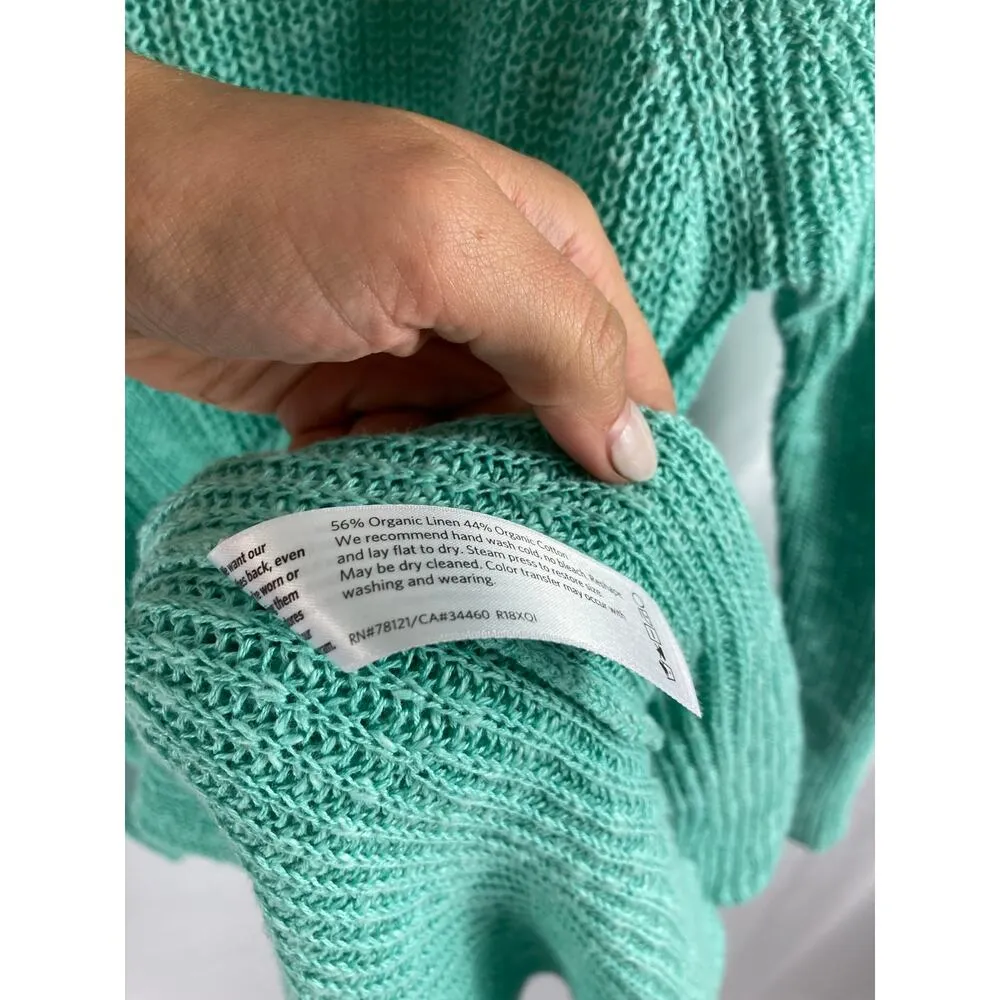 Eileen fisher organic linen blend mint green knit tunic sweater size petite s - Image 4