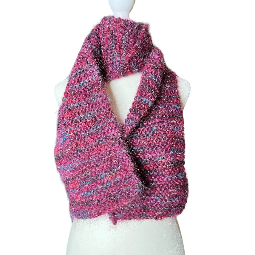 Hand made knitted mohair blend scarf - Image 3