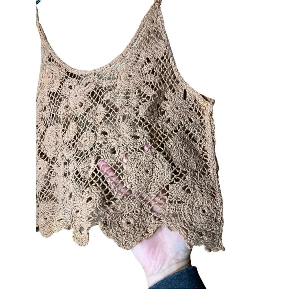 Crochet Tan Cropped Top‎ Size undefined - Image 2