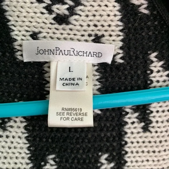 JohnPaulRichard b&w medium‎ weight drape cardigan Black Size L - Image 2