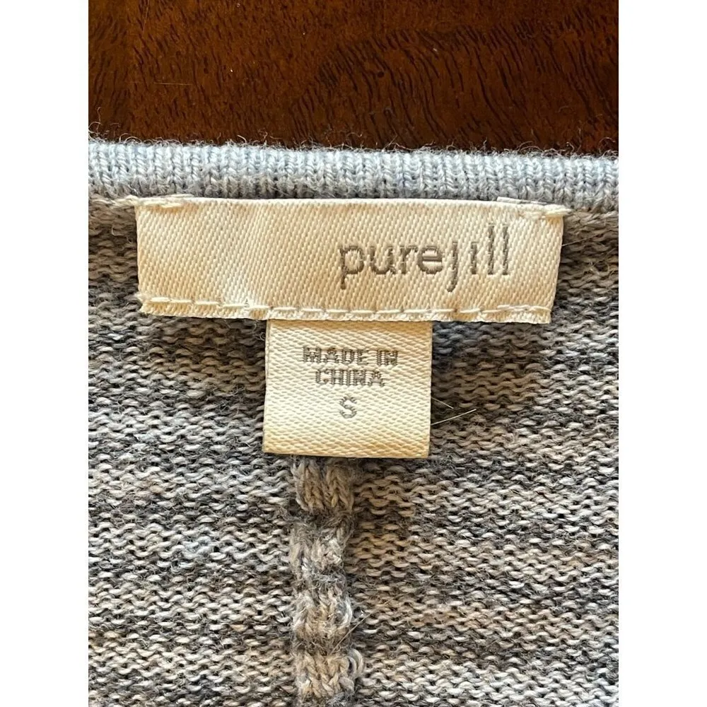 J. Jill Pure Jill Blue Striped‎ Cashmere Blend Asymmetric Hem Sweater Size S - Image 7