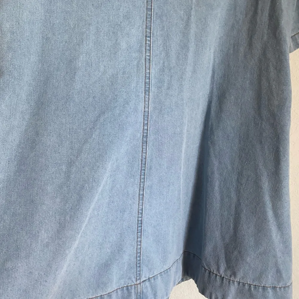 Mable Peter Pan Collar Denim Light Wash Pockets Cottagecore Peasant Mini Dress M Blue Size M - Image 13