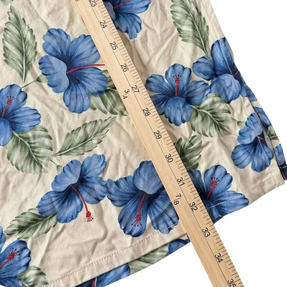 Womens Plus Size 22W 24W‎ Hibiscus Floral Print Midi Skirt Tropical Beach Blue - Image 8