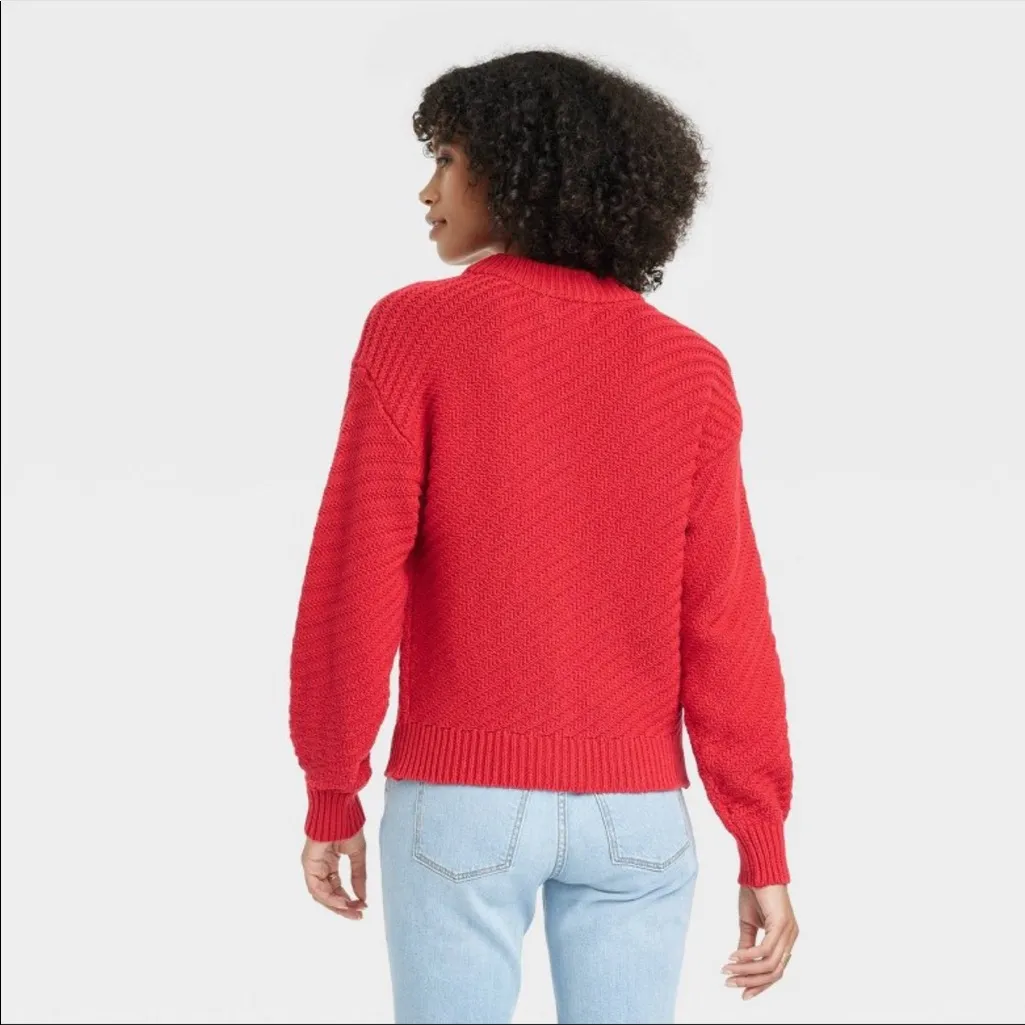 Women's Crewneck Pullover Sweater -
Universal Thread Red Small - Image 2