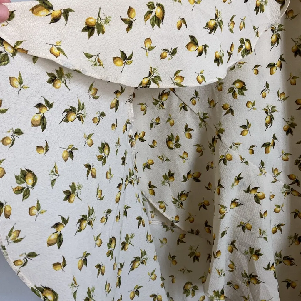 Max Studio Natlemha Faux Wrap High-Low Ruffle Midi Skirt (XL) Lemon Print NWT - Image 5