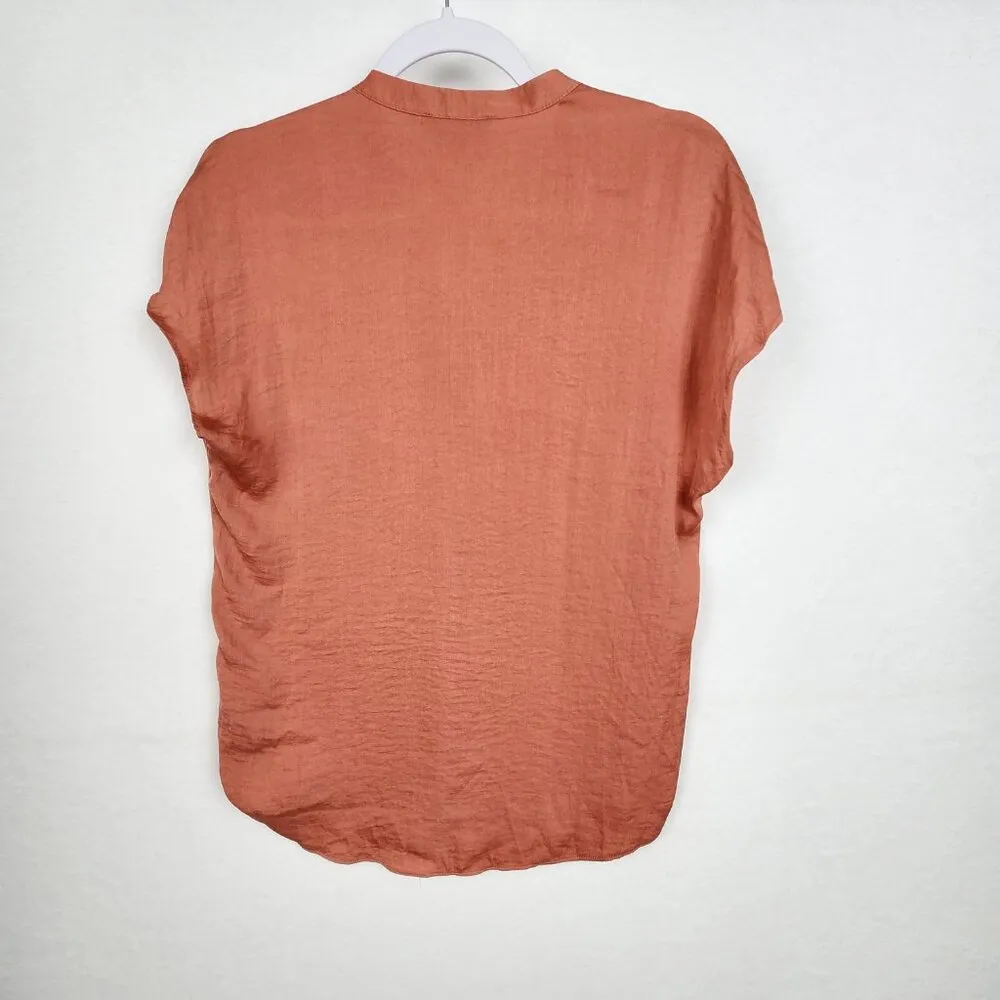 Anthropologie Maison d'Amelie Paris Women's V Neck Top Size XS Orange Blouse - Image 3