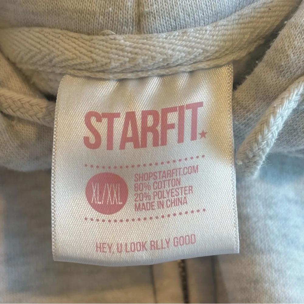 STARFIT Light Grey Oversized Zip Up Hoodie Sweatshirt w/ Lightning Bolt ‎ XL/XXL Pink - Image 9