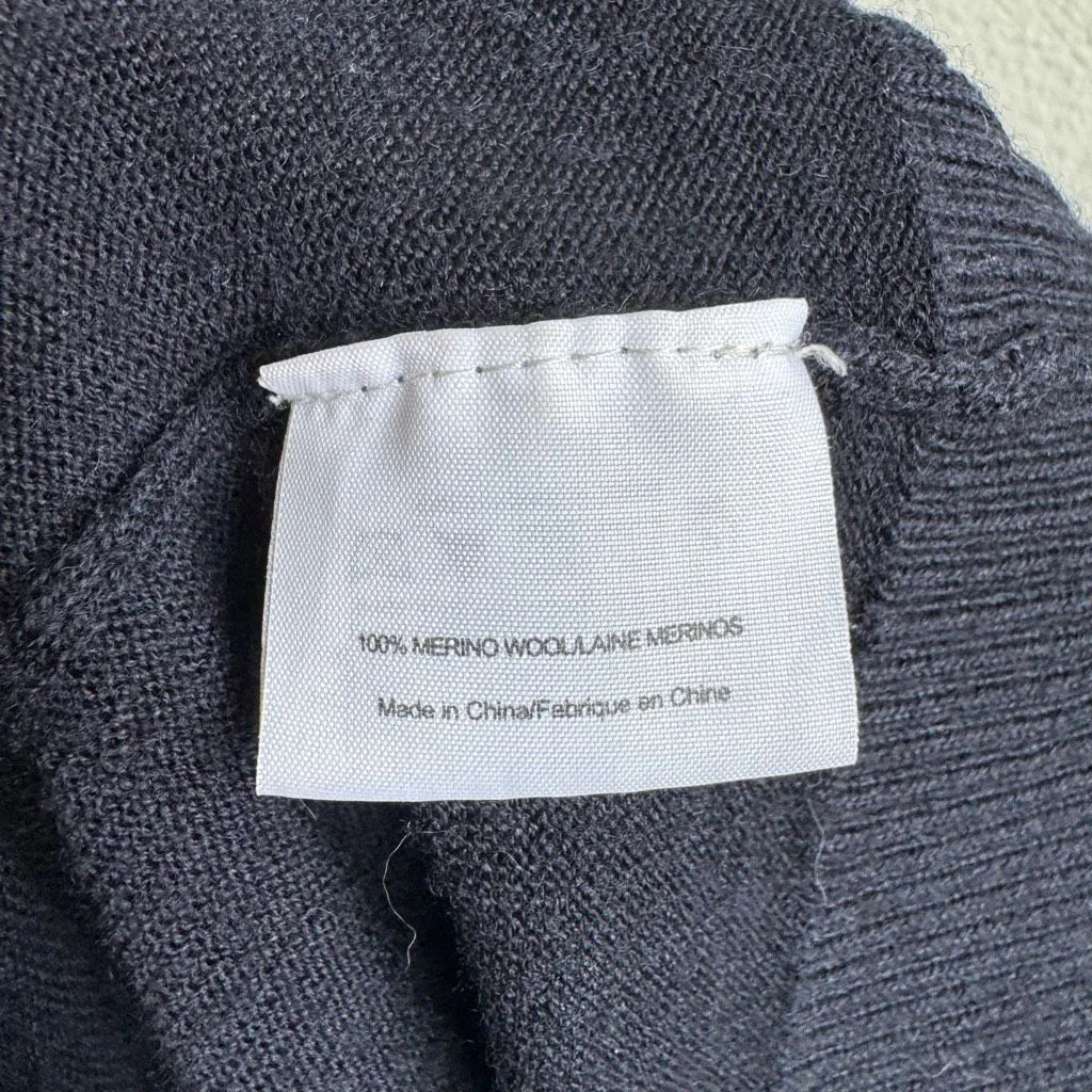 Tory Burch Simone 100% Merino Wool Navy Blue Big Button Cardigan Size Medium - Image 8