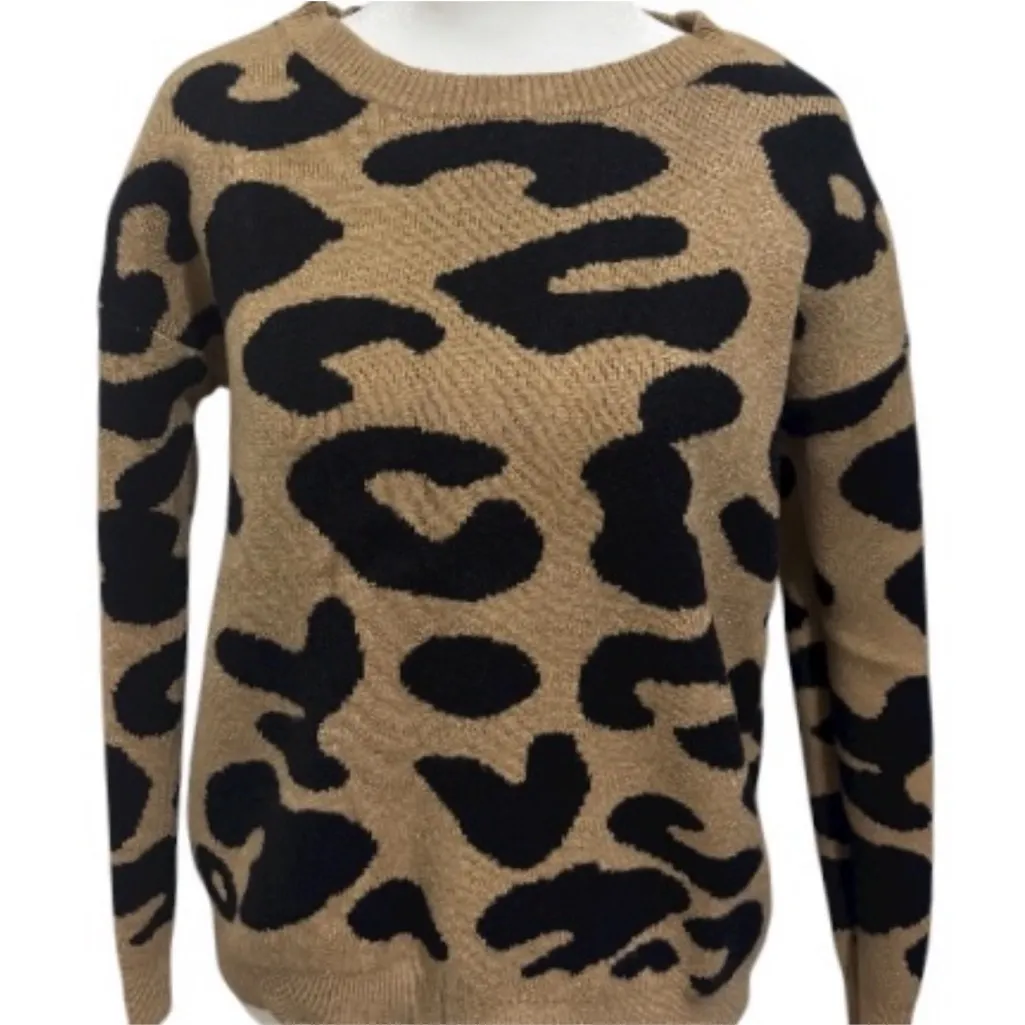 Leopard Print Sweater - Tan and Black - Image 9