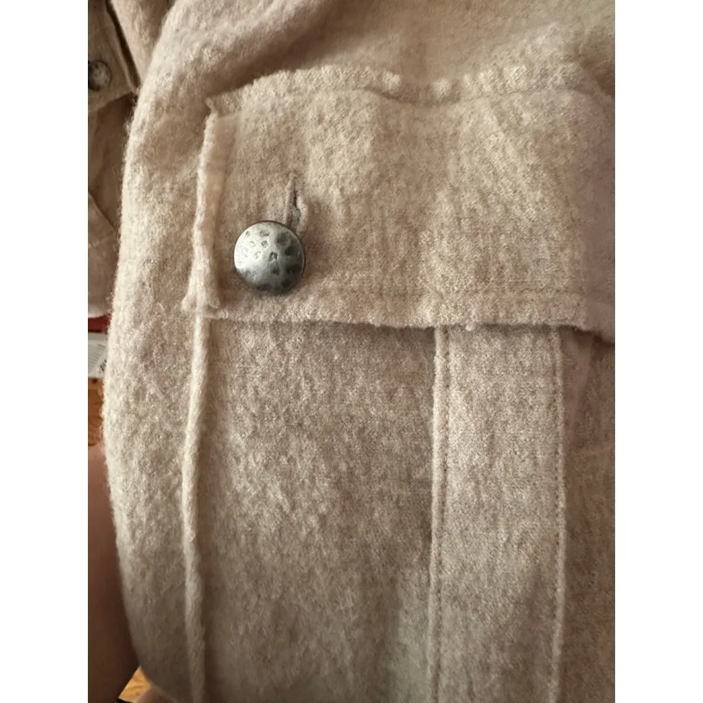 Free People Y2K Shaggy Faux Fur Toggle Buckle Wool Jacket Large - Image 10