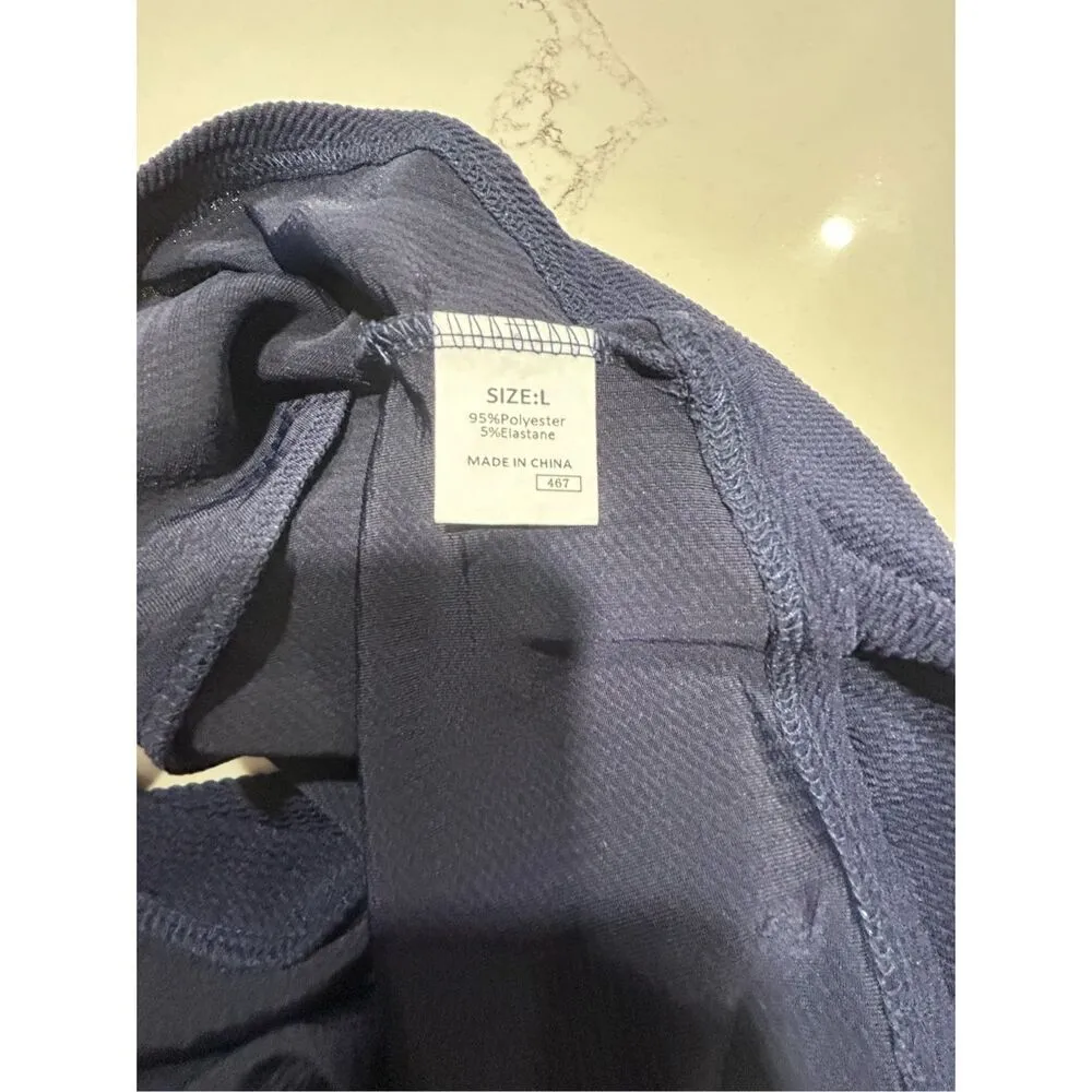 NEW Blue Waffle Weave Open Back Workout Crop Top L White Size L - Image 4