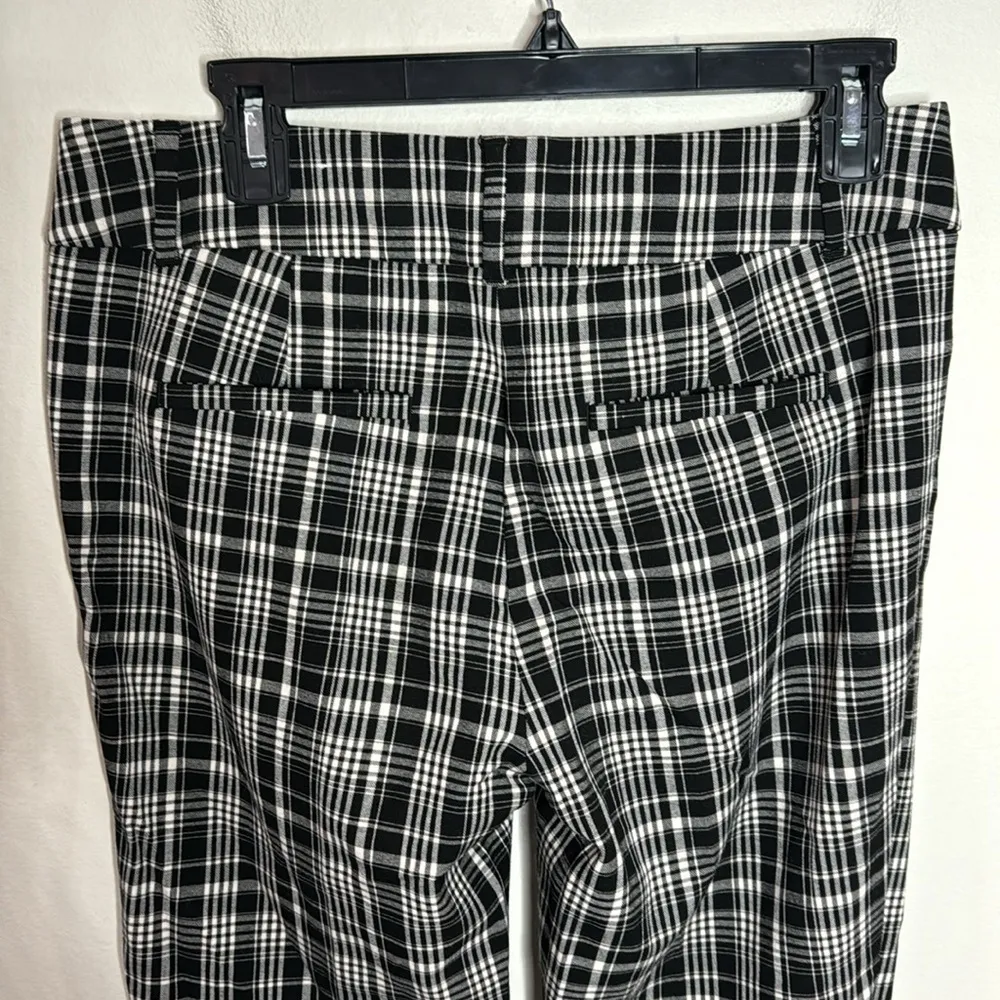 LOFT outlet plaid skinny ankle cotton blend stretch pants black and white size 4 - Image 4