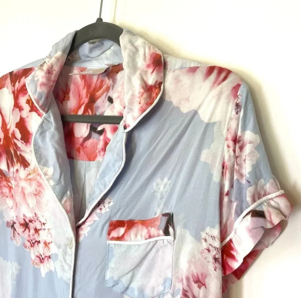 PLUM PRETTY SUGAR Oceane Lulls The Billows Blue Floral Lounge Set Size Small - Image 4