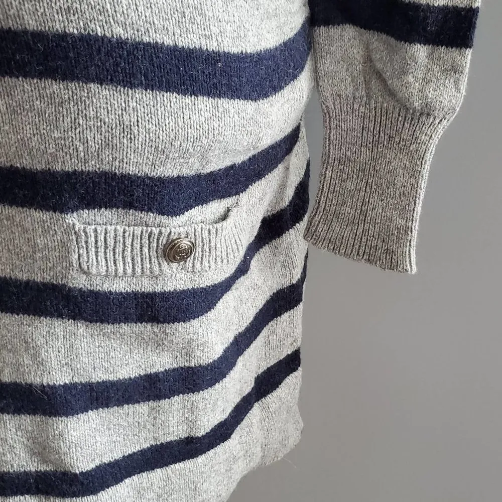 Ruby Moon Gray Blue Striped Tunic Sweater Dress M - Image 6