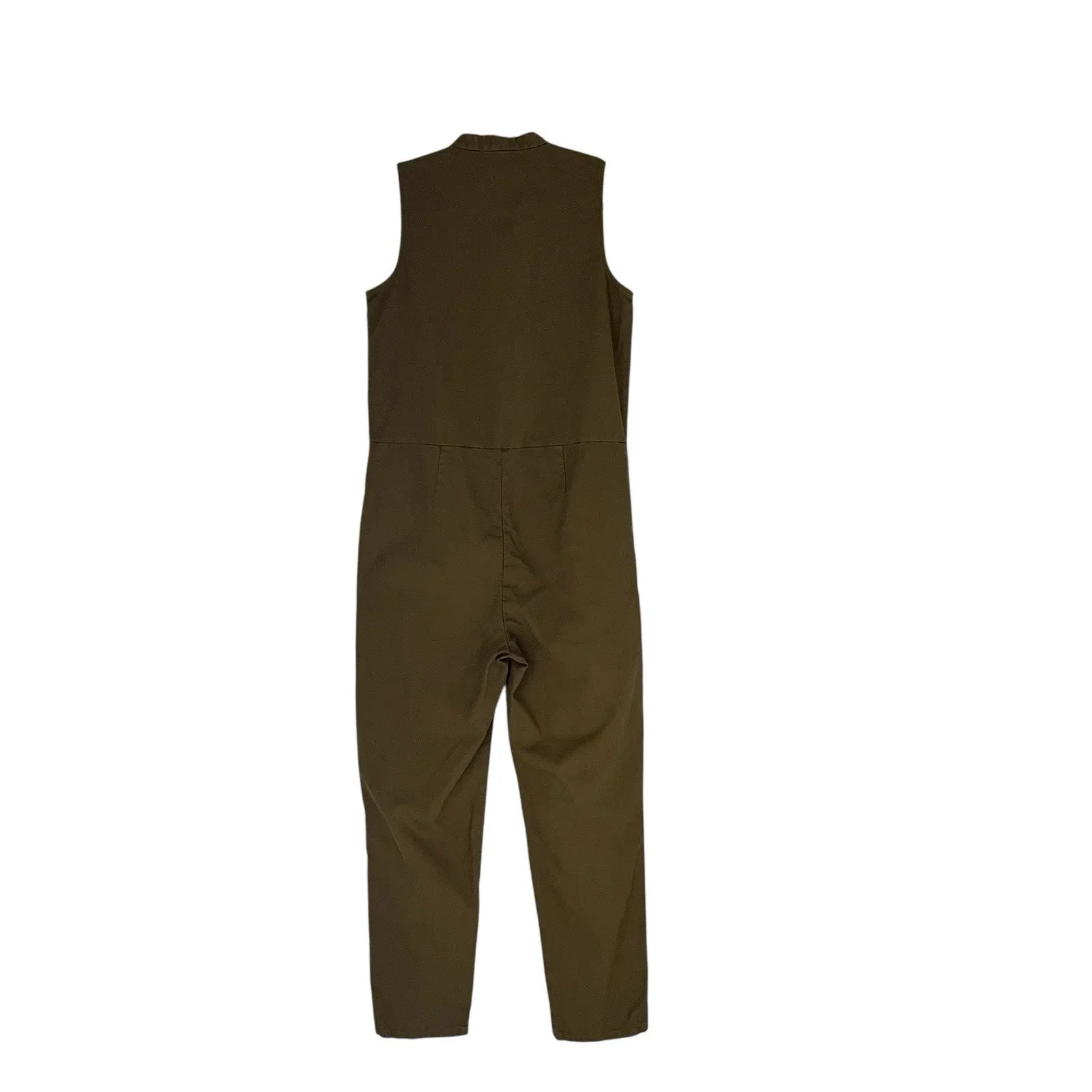 Eileen Fisher Cotton Hemp Stretch Jumpsuit Olive green Sz XXS Chore Minimalist - Image 5