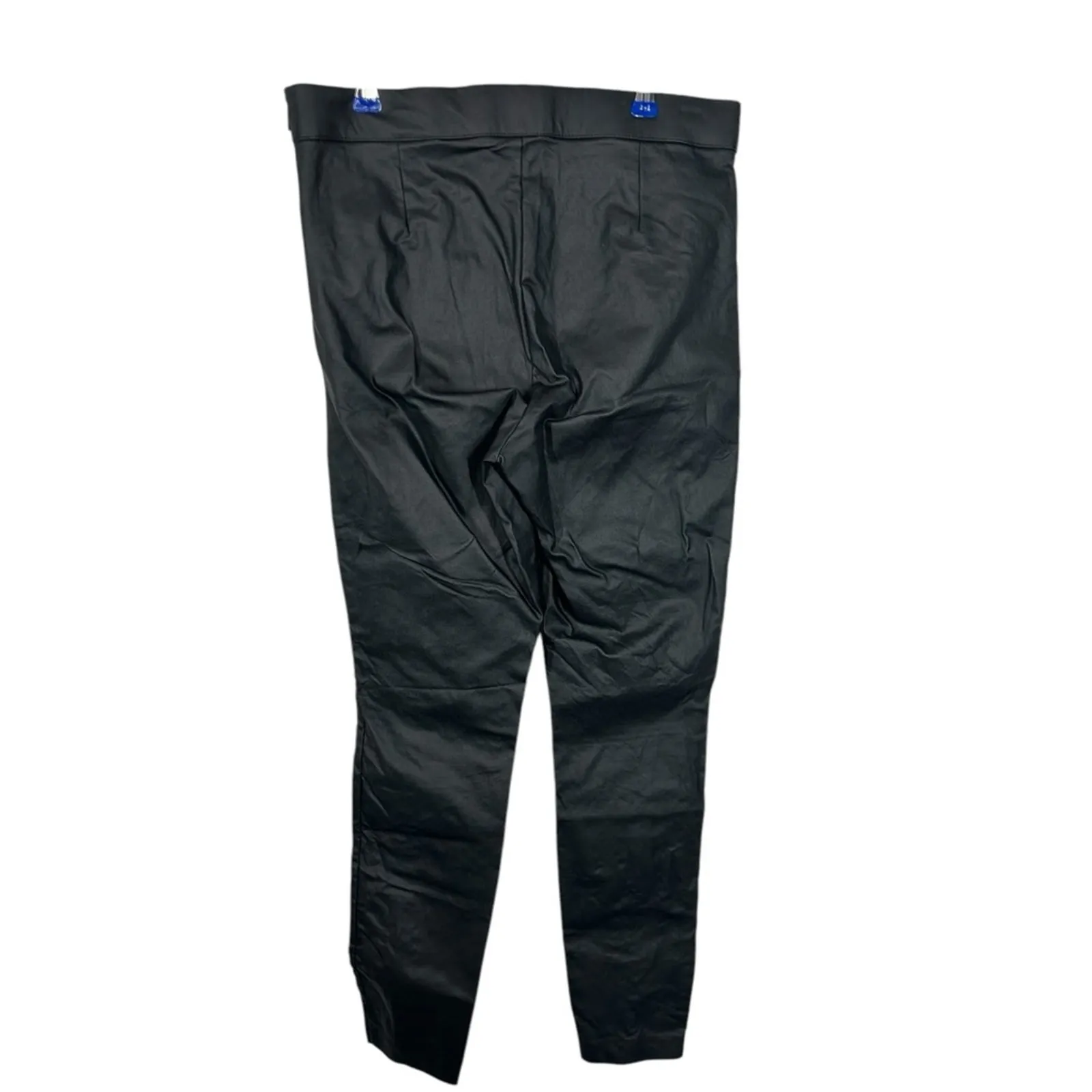 Zara Black Vegan Leather Skinny Pants Cropped Zip Rocker Style Size L - Image 10