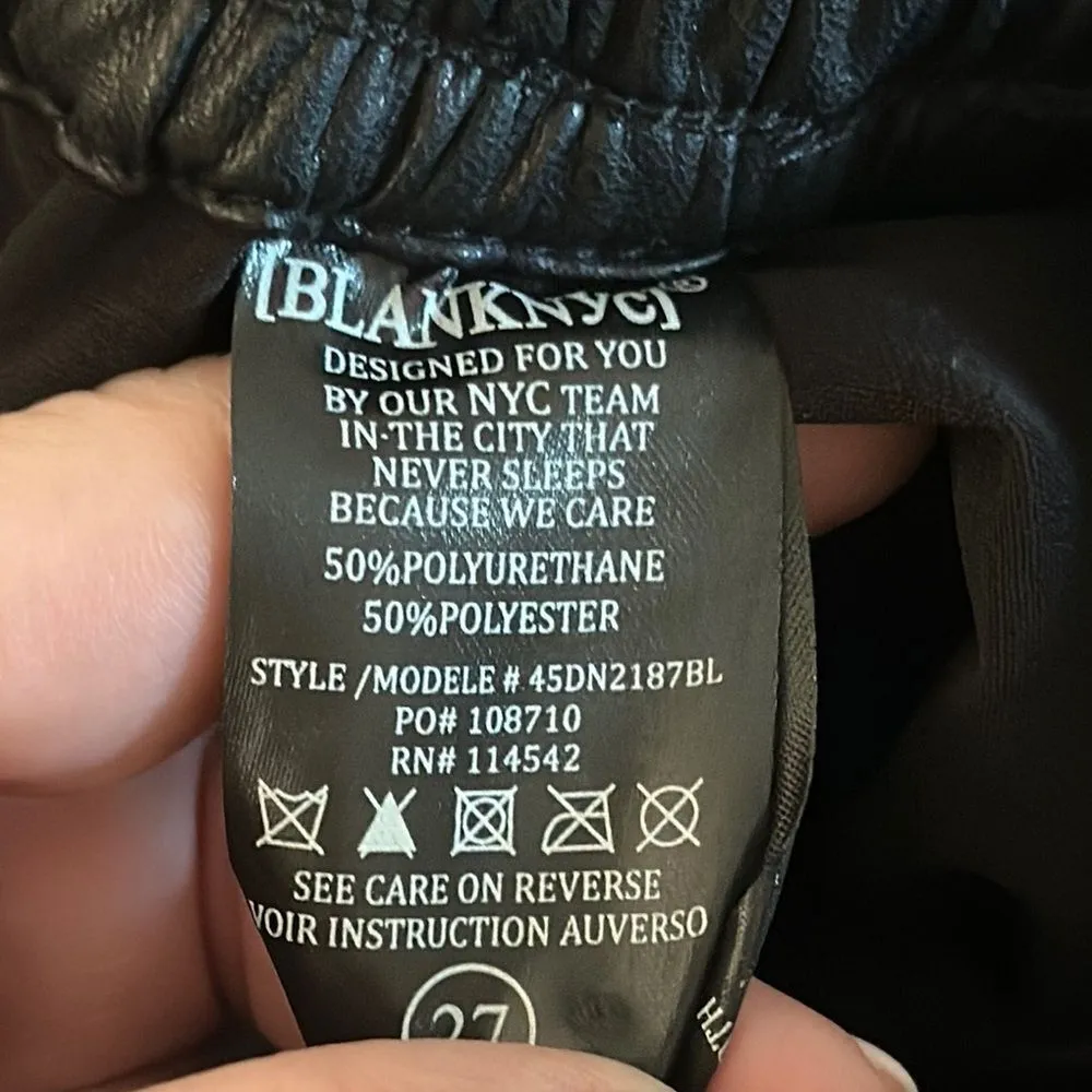 Blank NYC Women’s Black Faux Leather Jogger Zipper Pants - Size 27 - Image 5