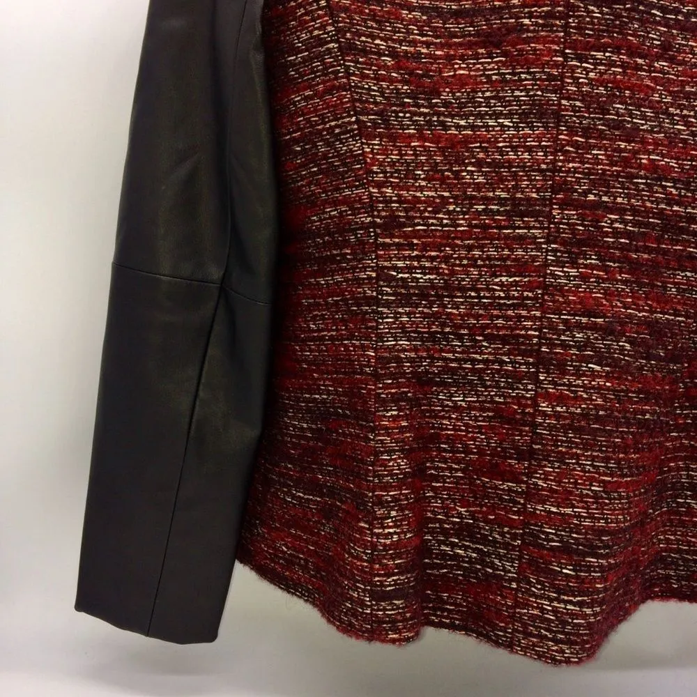 Classiques Entier Wool/Alpaca Blend Dark Red Tweed w/Leather Sleeves/Trim - Image 10