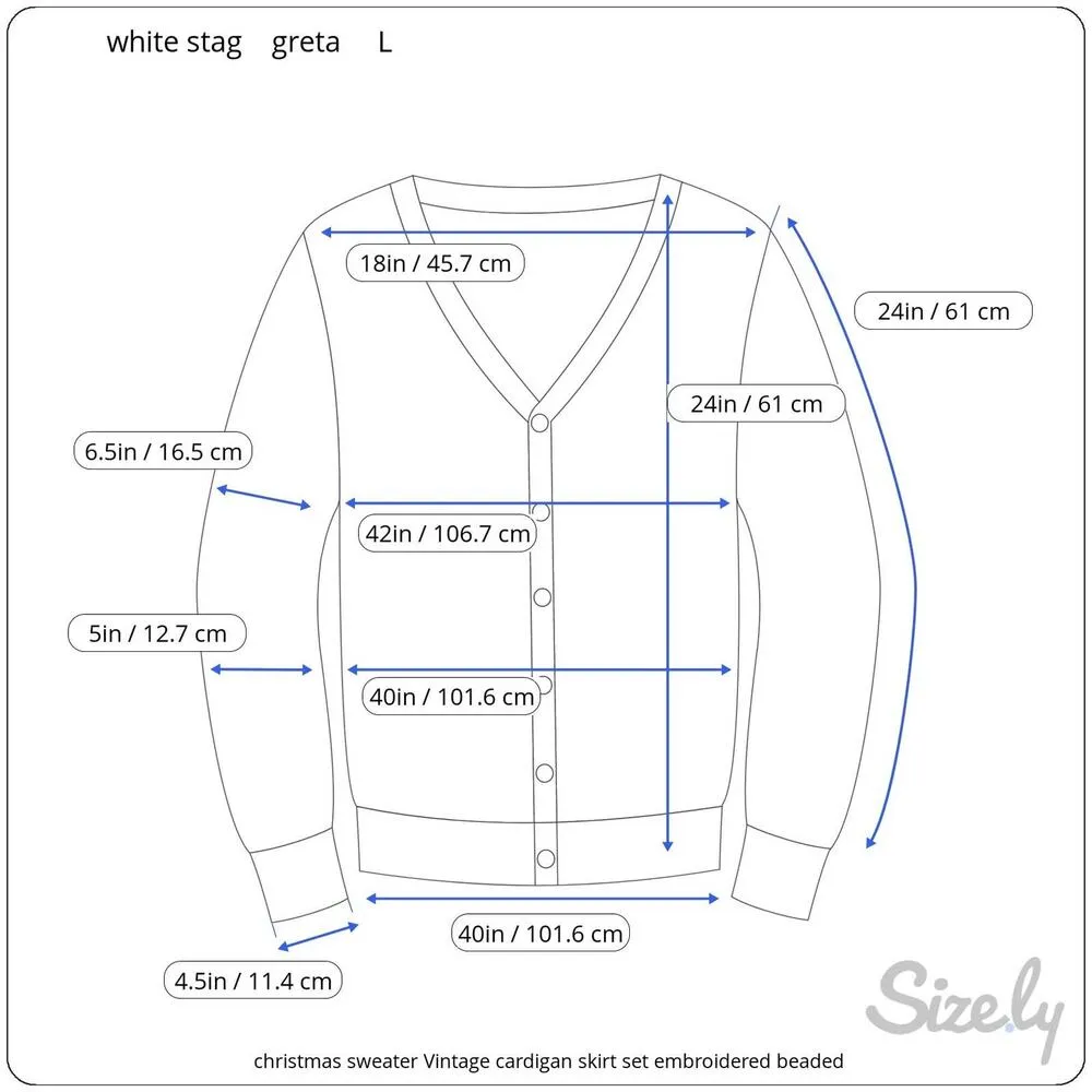 christmas sweater Vintage cardigan skirt set embroidered beaded - Image 2