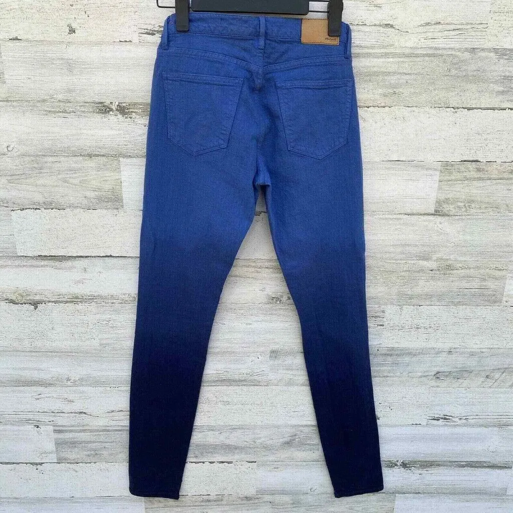 Madewell Skinny Skinny Jeans Womens 25 x 34 Blue Dip Dye Color Fade‎ Ankle Slit - Image 3