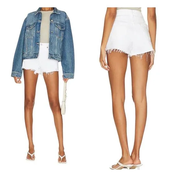 AGOLDE Parker Vintage Cut Off Jean Shorts White Daisy Duke Button Fly Women’s 32 - Image 2