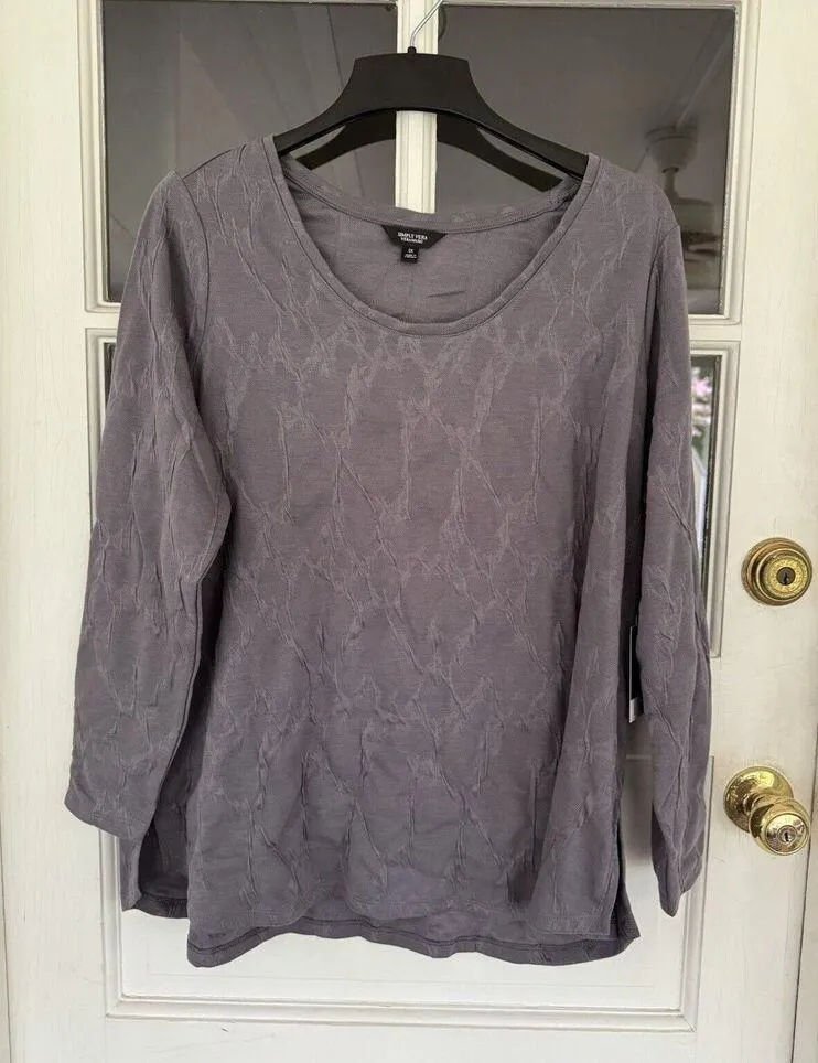 Simply Vera VERA WANG Long Sleeves TUNIC TOP Gray Sz 1X textured long sleeve - Image 6