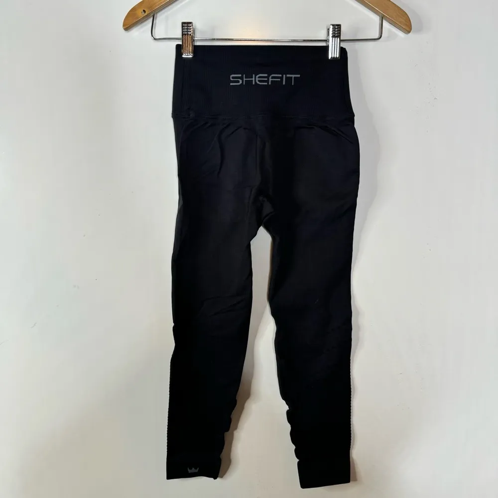 Shefit Black Crossover Waist Seamless Compression Leggings Size Small - Image 3